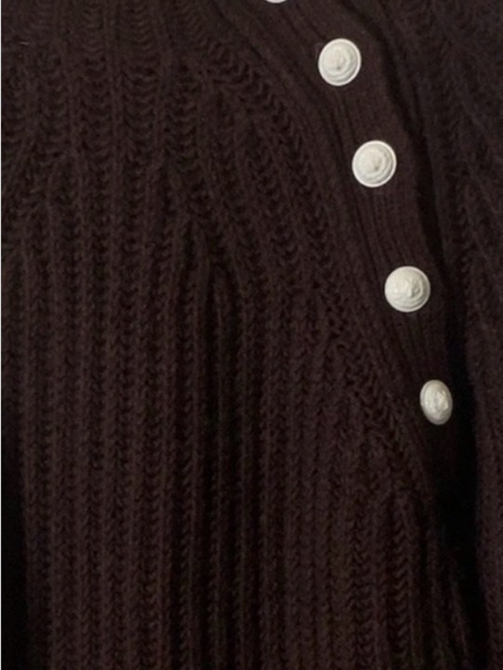 Zadig & Voltaire Maroon Ribbed Crewneck Sweater with Side Buttons - Picture 2 of 7